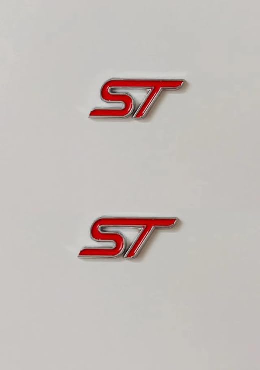 2X ST Badge 3D Metal Badge car Sticker (Silver red