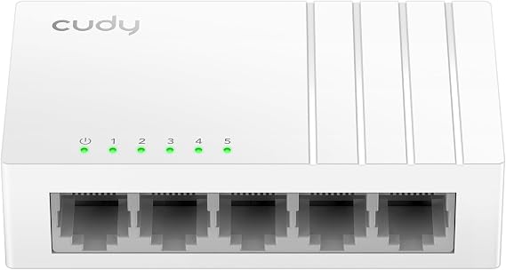 Cudy 5-Port Gigabit Ethernet Network Switch, USB-C Power Input, GS105U | 5x GbE, Type-C powered, plug & play, auto-negotiation, auto MDI/MDI-X, jumbo frame, QoS, silent plastic body, ultra-slim