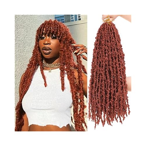 ZRQ Butterfly Locs Crochet Hair 24 Inch 6 Packs Cooper Red Distressed Faux Locs Pre-looped Synthetic Crochet Braids Extended Soft Locs For Women Extensions 24 Inch,350#
