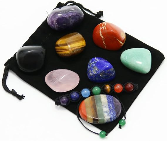 Chakra Stones, Chakra Crystal Set with Worry Stones for Anxiety | Healing Crystals, Cuarzos De Energia Y Piedras Curativas, Crystals for Beginners, Witchy Gifts for Women, Cristals and Stones