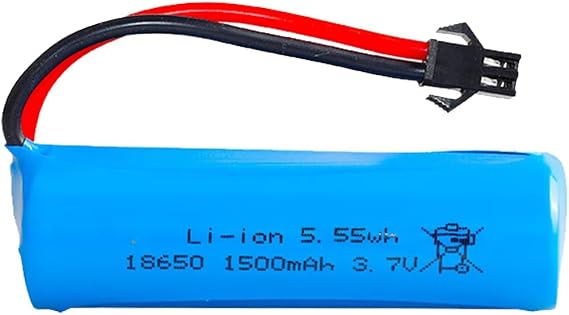 3.7V 1500mAh Li-ion Battery Pack 18650 * 1 Cell RC Replacement Rechargeable Battery Pack for Cars Airplane DIY, Fishing Lights,Doorbell,Handheld Fan, Radio, Speakers, etc.