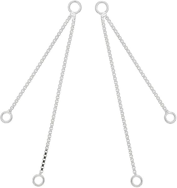 2PC Sterling Silver 2-Strand Tassel Dangle Link Earring Connector 48mm