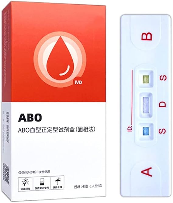 ABO Blood Type Test Card Checking Blood Type Identification Test Blood Type Kit, 30 Seconds Quick Result, Suitable for Hospital, Clinic, Home Inspection Size : 1PCS