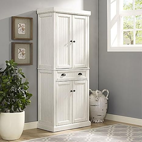 Crosley Furniture Seaside Kitchen Pantry Cabinet - Distressed White