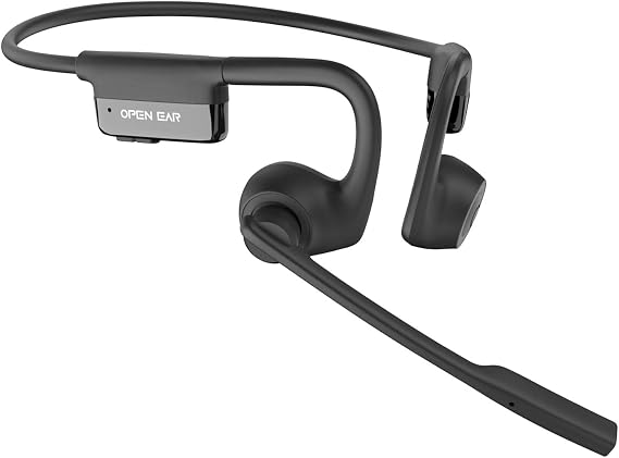 SANOTO Open Ear Headphones with Mic,Open Ear Wireless Headphones Bluetooth 5.3/Multipoint Pairing/Noise Cancelling Mic,Lightweight,Wireless Headset with Mic for Work,Driving,Home Office