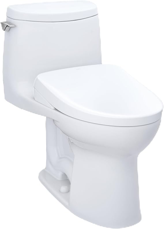 TOTO WASHLET+ UltraMax II 1G One-Piece Elongated 1.0 GPF Toilet with Auto Flush WASHLET+ S7 Contemporary Bidet Seat, Cotton White - MW6044726CUFGA#01