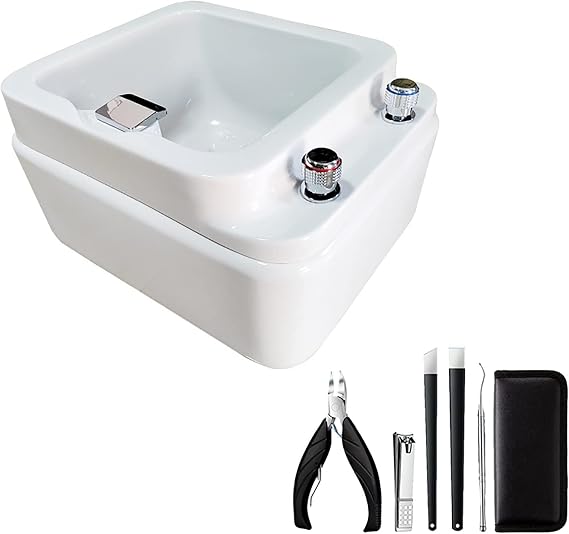 Acrylic Pedicure Sink Massage Footbath Square Foot Bath Foot Tub for Soaking Feet Pedicure Spa Bathtub Manicure Basin Special for Hotel Foot Bath Club Large Foot Massager (Size : Bath+Pedicure)
