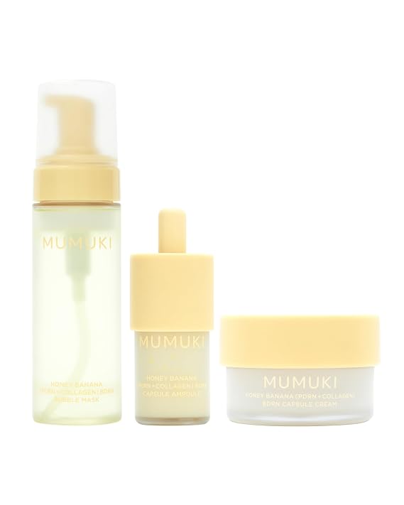 Honey Banana BDRN 3-Step Skincare Set | Bubble Mask, Capsule Ampoule & Cream | Hydration, Glow & Elasticity Care | Korean Skincare Set