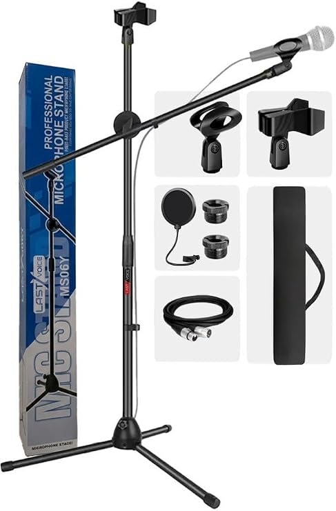 Lastvoice Ms06 Microphone Stand + Pop Filter + XLR Cable