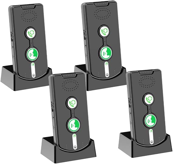 2 Way Intercom for Home Upgraded, Portable Wireless Intercom System for House with 5 Level Volume and Ringtones Adjustment Rechargeable for Hospital Hotel Office Business 4 Pack(Black)