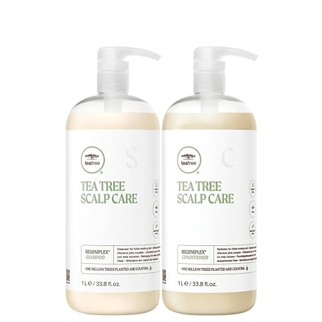 Paul Mitchell Tea Tree Scalp Care Regeniplex Shampoo & Conditioner Liter Duo Set - Thickens & Strengthens for Thinning Hair