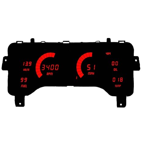 Elite-Drive Jeep TJ Digital Dash LED Instrument Cluster Replacement for 1997-2006 Jeep Wrangler TJ - Digital Gauge Panel - Smoked Plexiglas Upgrade (Red)