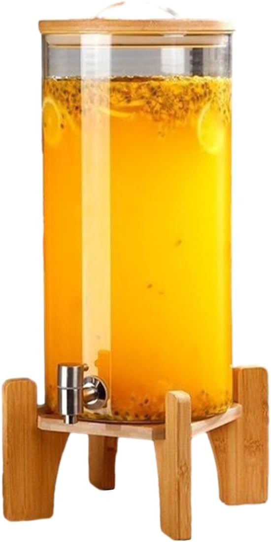 Drinks Dispenser, Glass Drink Dispenser with Stainless Steel Tap, Glass Beverage Dispenser with Leakproof (15L)