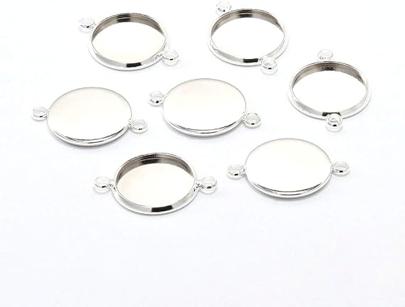 20pcs/lot 18mm Cabochon Base Tray Bezels Blank Silver Bracelet Setting Supplies for Jewelry Making Findings Accessories 7 Sizes (Silver, 18mm(0.71inch))