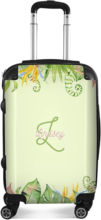 Personalized Tropical Leaves Border Suitcase - 20" Carry On