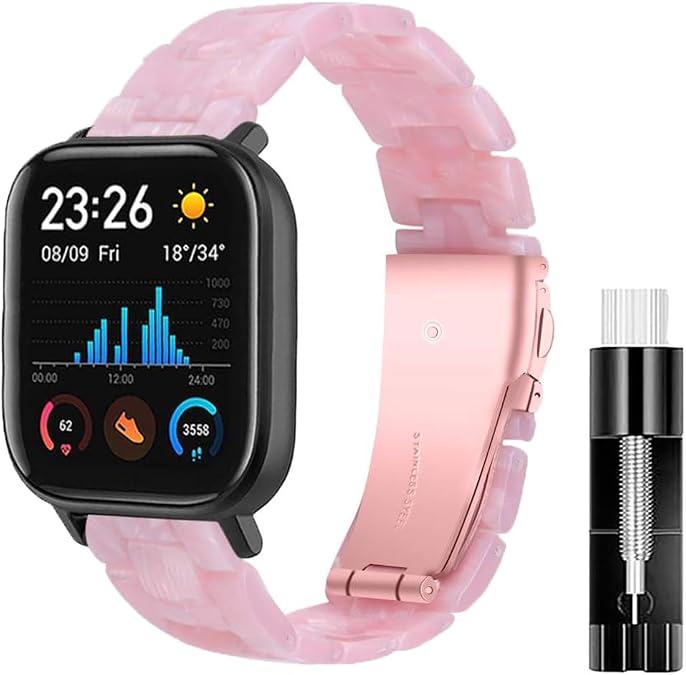 Resin Watch Band for BooaBei T19P/Banlvs G36/Dirrelo GT01/SOMTLERK A221/TOOBUR IDW16/Kumi GW5/KEEPONFIT IDB03 IDW26/Mibro Watch Lite 2/WalkerFit A2 Pro/Banlvs G36/Dirrelo GT01/SOMTLERK A221/TOOBUR IDW16/Kumi GW5/KEEPONFIT IDB03 IDW26/Mibro Watch Lite 2/WalkerFit A2 Pro, Lightweight Wristband Replacement Strap Bracelet