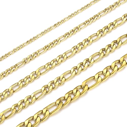 INBLUE Stainless Steel Figaro Chain Necklace for Men SilverGold Chain Necklaces Jewelry Gift for Women Chain Lengths 16-36 inches