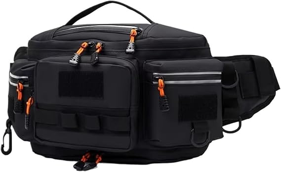Camping Waist Bag Chest Travel BackpPouch For Men Cycling Hiking Outdoor Sport Crossbody Molle Tactical Belt Fishing Fanny Pack(Black)
