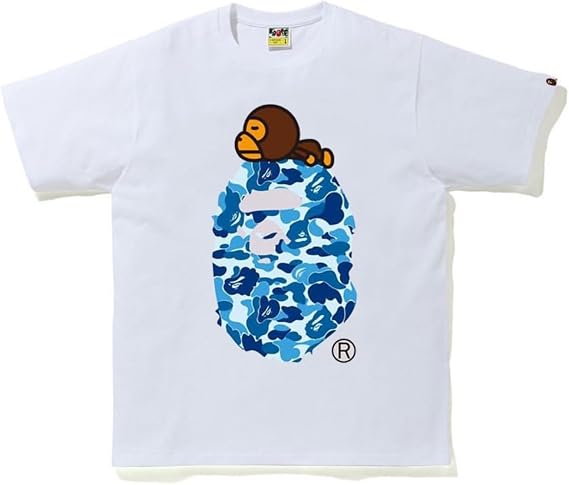 24ss Pair Fashion Hip-Hop Top Bap Pure Cotton Double Yarn Men and Women Casual Sports Short Sleeve T-Shirt - Colour6||M