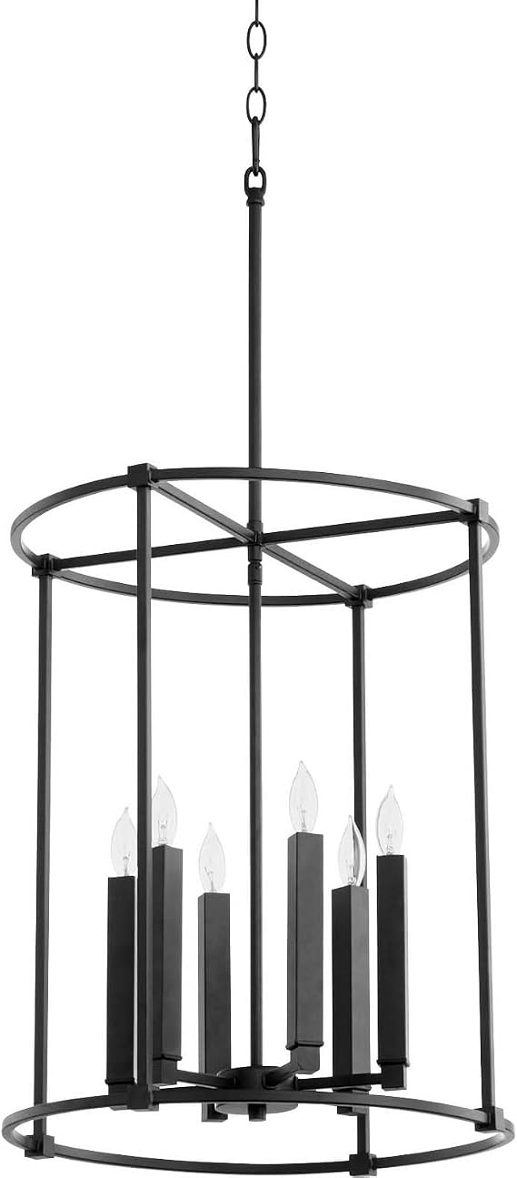 Quorum 686-6-69 Transitional Six Light Entry Pendant from Olympus Collection in Black Finish,