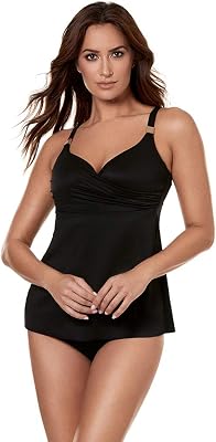 Miraclesuit D-DDD Cup Solid Surplice Tankini Top Black 38D
