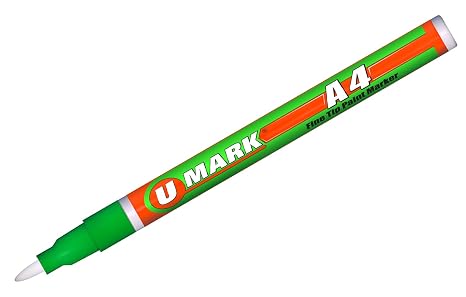 U-Mark A4 Extra Fine Tip Paint Marker 1mm Nylon Tip, Marks On Metal Plastic Wood Glass Ceramic Textile Poster Board, 12 Pack, Green