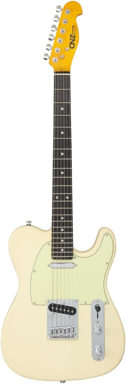 TL Electric Guitar - Ivory Finish, Amber Maple Matte Neck, Rosewood Fingerboard, 3ply Mint Pickguard