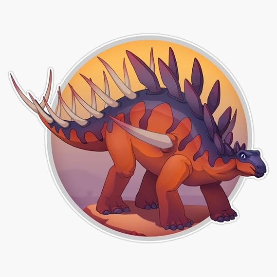 Dinosaurs Collection Kentrosaurus Orange Purple Spiky Stegosaur Prehistoric Creature Cartoon Art Room 5" Vinyl Decal Bumper Sticker