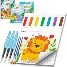 TECJOE 3 Pack Paint with Water Coloring Books for Toddlers, Mess Free Watercolor Painting Set with 6 Brushes, Travel Art Craft Toys Birthday Gifts for Kids Ages 3-8, Traffic, Forest & Dinosaur