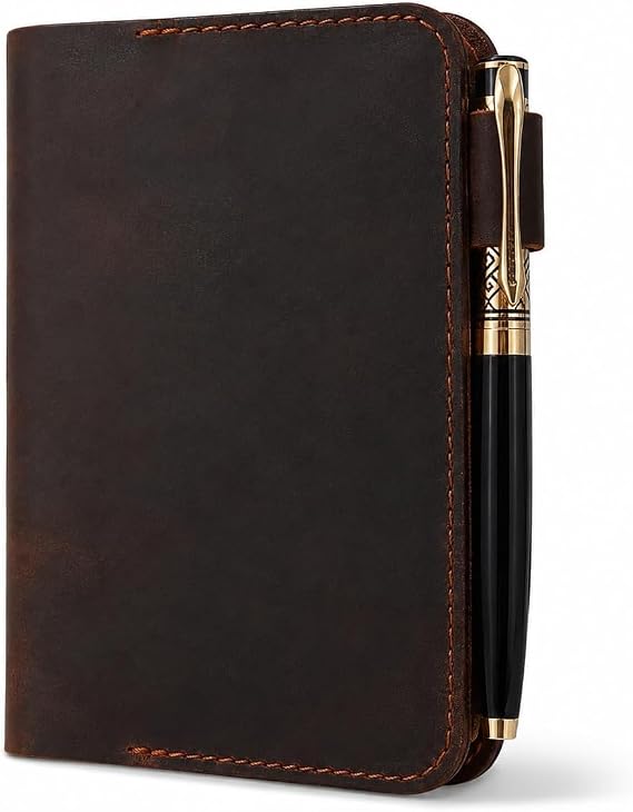 A6 Leather Notebook Cover 3.6 X 5.9 in, Dark Brown