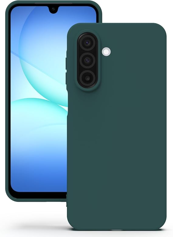 YATWIN Silicone Case for Samsung Galaxy A17, Soft-Touch, Shockproof, Slim, Durable Phone Cover - Dark Green