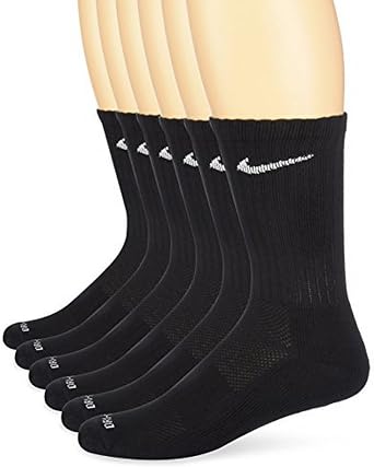 Nike Unisex Dri-FIT Cushion Crew Training Socks 6 Pair, BLACK/WHITE, OS