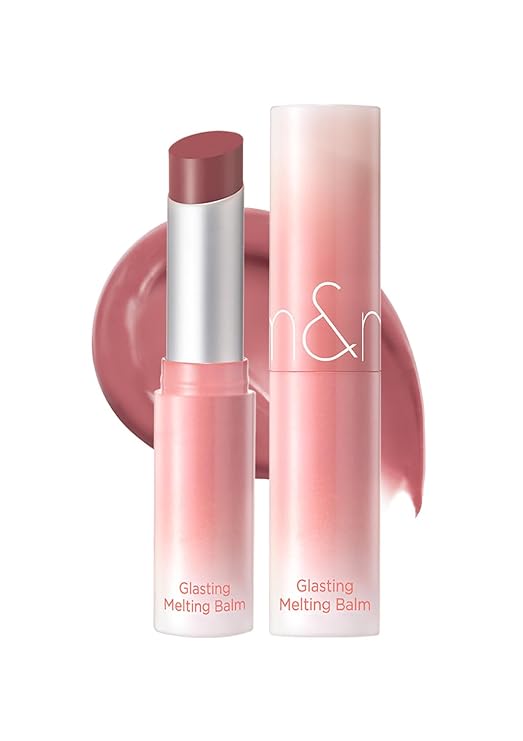 rom&nd GLASTING MELTING BALM #12 Veiled Rose - Hydrating Tinted Lip Balm & Gloss Stick | Sheer Muted Rose Nude, Crystal Water-Gloss Shine | Non-Sticky K-Beauty for Plump, Moisturized Lips
