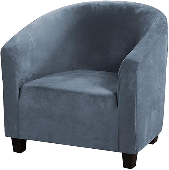 Polyester, Spandex Tub Chair Covers for Armchairs Club Chair Slipcover Wing Back Covers Stretch Sofa Covers Spandex Plush Seat Covers Furniture Protector Removable Washable for Living Room (Grey Blue)