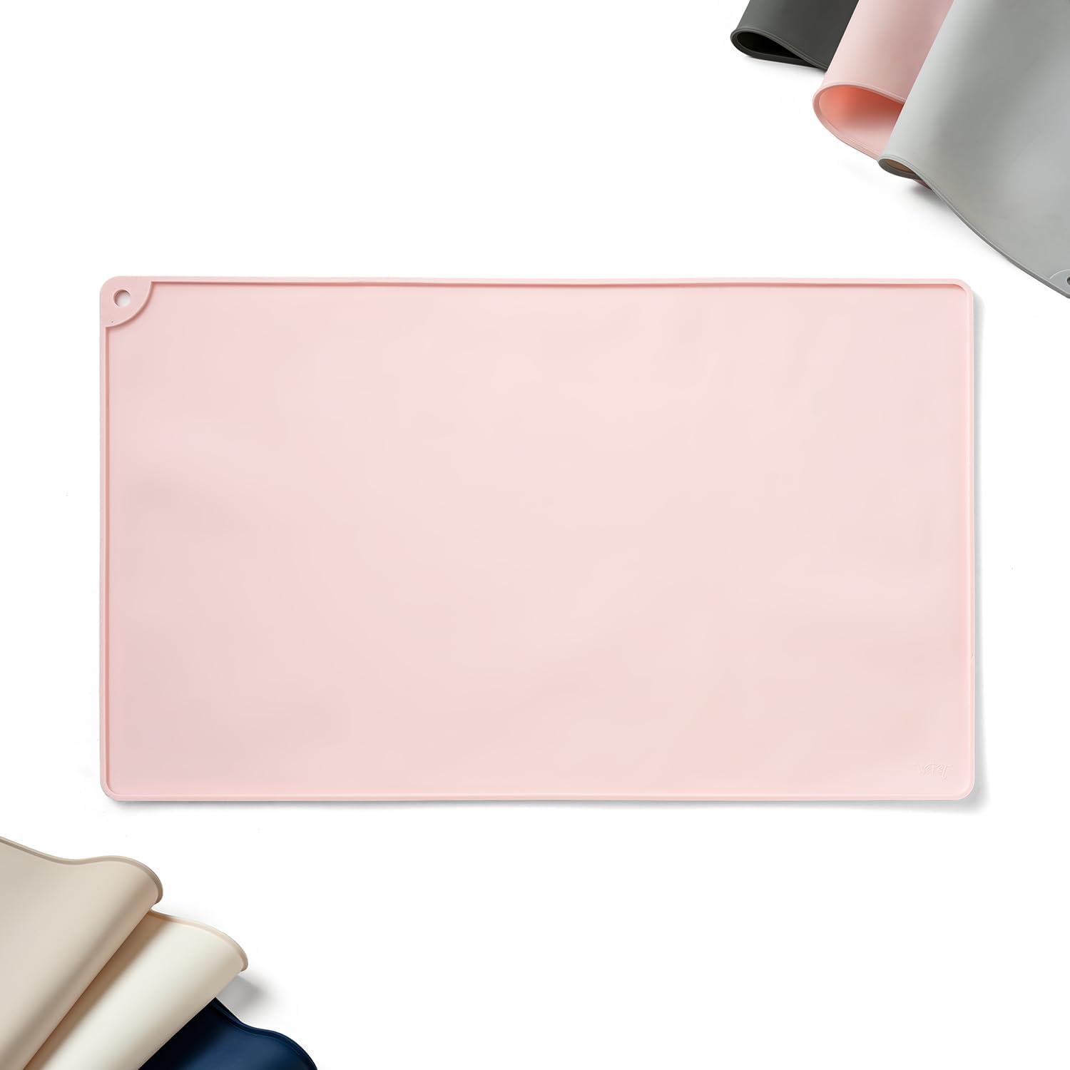 WePet Dog Feeding Mat, Non-Slip Waterproof Silicon Pet Feeding Mat, Dishwasher Safe, Stop Food Spills and Water Bowl Messes, for Dogs, Cats, 20 x 12 Inch, Light Peach
