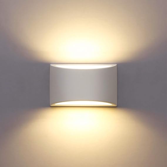 LED Wall Lights Indoor Modern White Plaster Wall Wash Lights 7W Warm White LED Sconce Up and Down Wall Lamp for Living Room, Bedroom, Hallway (G9 LED Bulb Include) [Energy Class D]
