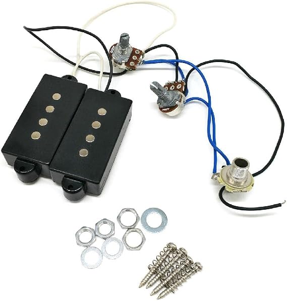 Prewired Wiring Harness With P Bass Humbucker Pickup Set 1 Tone 1 Volume 1 For Style Electric Bass Replacements For 4 String P Bass Guitar Parts Electric Bass Open Type P Pickups 4 String-L8