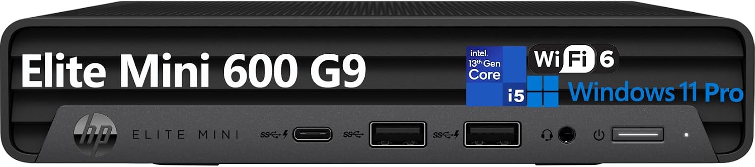 HP Elite Mini 600 G9 MFF Business Desktop Computer, 13th Gen Intel 14-Core i5-13500T Beat i7-12700T, 64GB DDR5 RAM, 1TB PCIe SSD, WiFi 6, Bluetooth, Keyboard and Mouse, Windows 11 Pro, Tichang