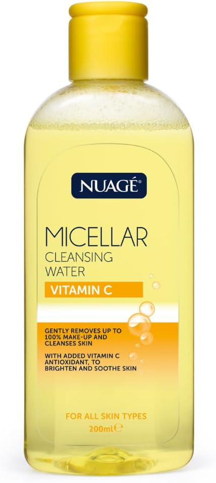 Nuage Micellar Cleansing Water with Vitamin C | Gently Removes Makeup, Cleanses & Hydrates Skin – Brightening Antioxidant Formula with Aloe Vera & Vitamin E | Suitable for All Skin Types (200ml)