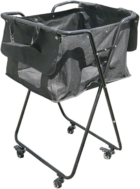 Tennis Ball Hopper Cart with Wheels, Folding Large Capacity Pickleball & Tennis Ball Collector,Portable Sports Equipment Cart, for Court Training & Coaching Waterproof Tennis Ball Basket