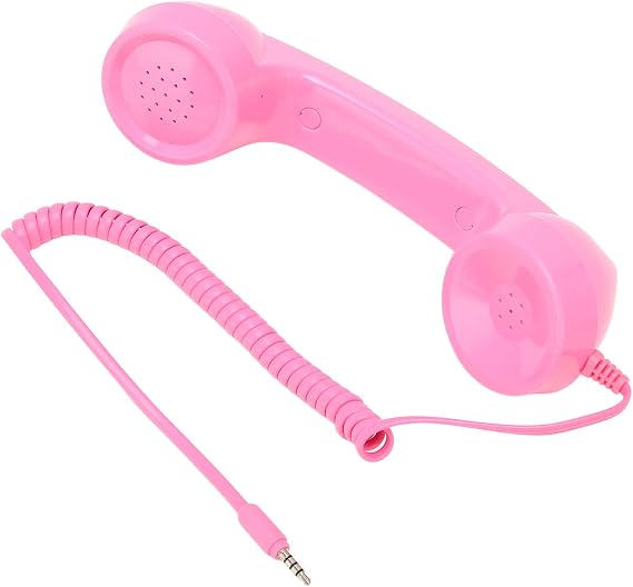 Retro Phone Handset, Handheld Cell Phone Receiver Radiation Proof Operation for Computers (Pink)