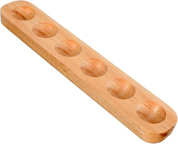 Wooden Egg Holder Tray, 6 Egg Rack for Fresh Eggs, Easter Eggs, Deviled Eggs Tray, Chicken Egg Holder Usable in Kitchen Refrigerator and Countertop for Display or Storage
