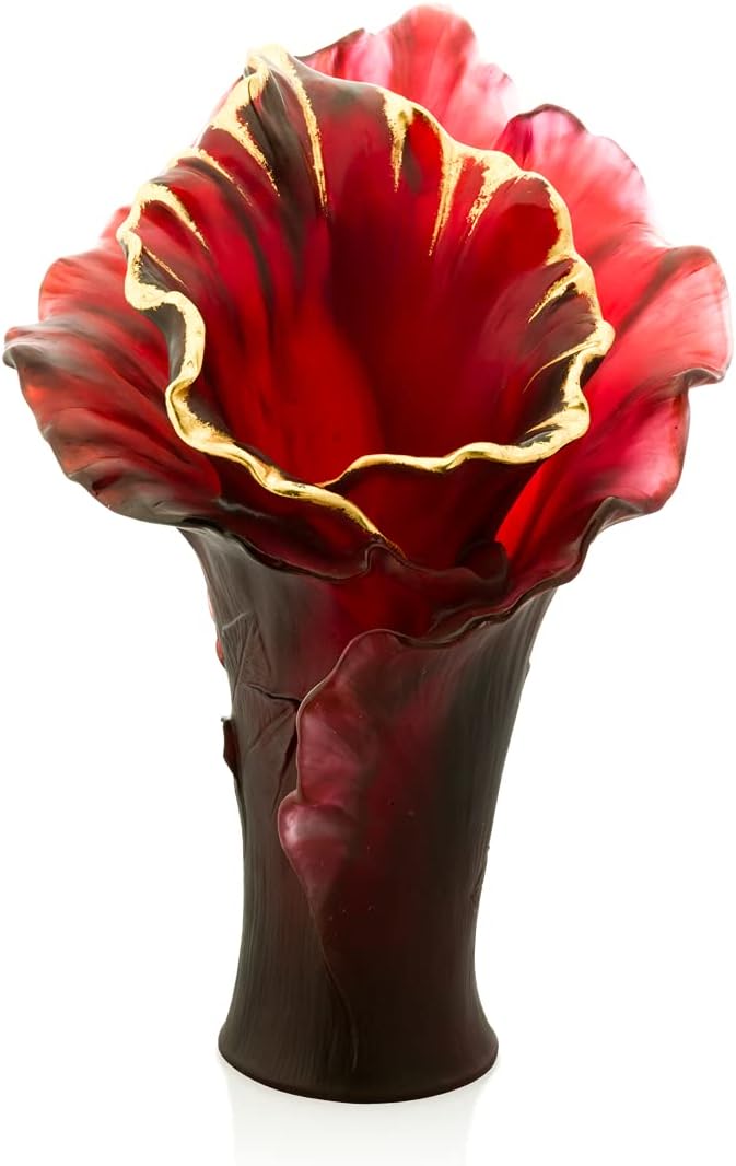 Large Red Gilded Arum Vase