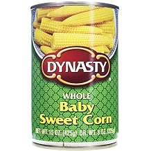 Dynasty Whole Baby Sweet Corn, 15 Oz (Pack of 4)