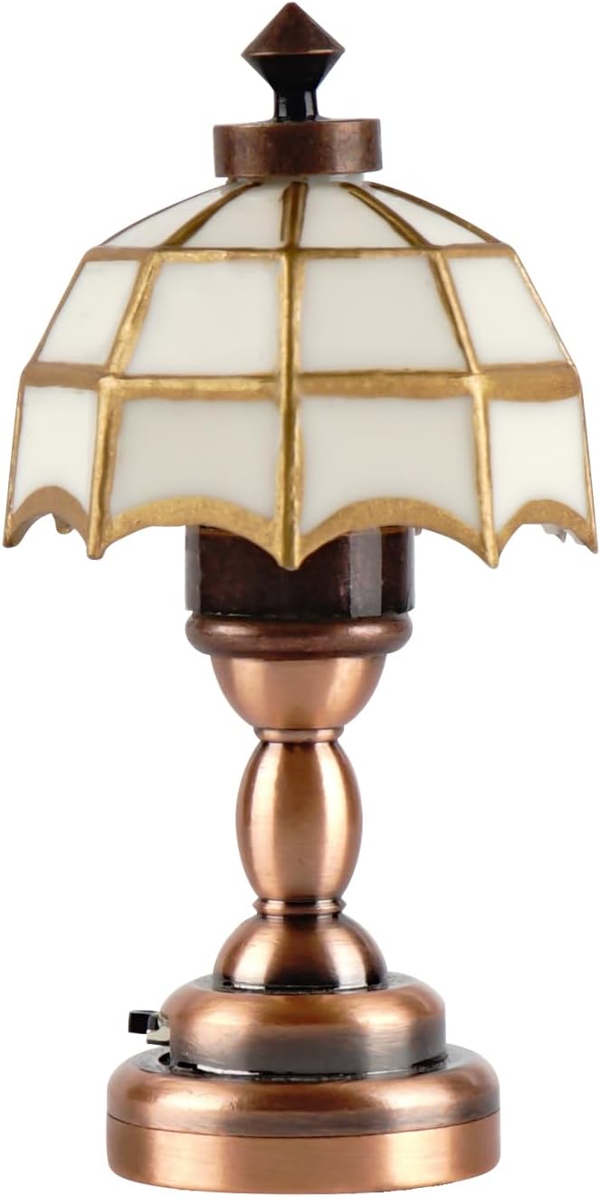 Waldosia 1:12 Scale Dollhouse Miniature LED Accent Table Lamp wClassic Shade