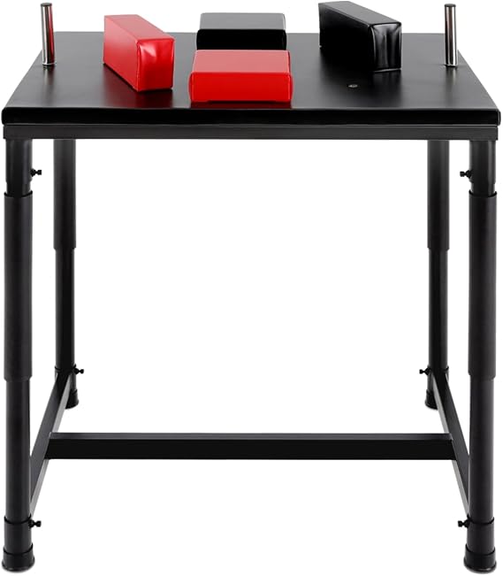 Standard Arm Wrestling Battle Table, Arm Wrestling Battle Table Stand Wrestling Table with Pads Handles, Arm Strength Training Equipment for Gyms Sports Arenas Homes, Etc Black Red