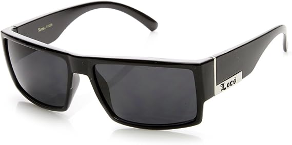 Locs Hardcore Shades Brand Classic Rectangular Sunglasses (Shiny-Black)