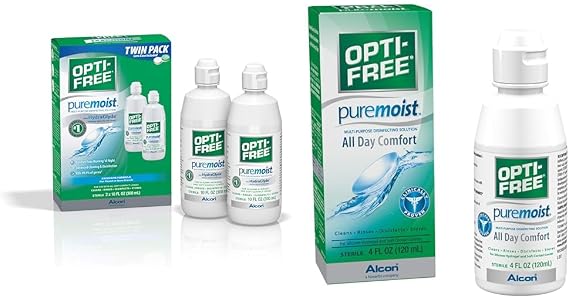 Opti-Free Puremoist Multi-Purpose Disinfecting Solution with Lens Case, 20 Fl Oz & ALCON Opti-free Puremoist Multi-Purpose Disinfecting Solution, White, 4 Fl Oz