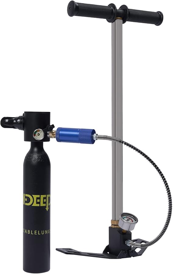 X3000 Mini Scuba Tank, 0.5L/0.53Qt Oxygen Tank Pump, Scuba Oxygen Tank Pump Diving Equipment with Pressure Gauge, Portable Scuba Diving Tank Kit Suit for Less Than 10m/32.81ft Depth
