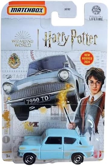 Matchbox Wizarding World 1962 Ford Anglia 1:64 Die-Cast Car, Blue, 7"L x 5"W x 2"H, Limited Edition 42/100, Collectible, Display-Worthy, For Fans, Children (3 Years And Up), Unisex